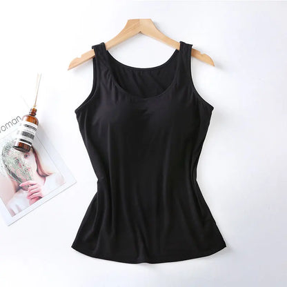 Black Slim Fit Tank Top for Women – Sexy Padded Casual Wear