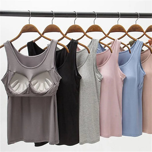 Women’s Slim Fit Tank Tops in All Colors – Built-In Bra & Sexy Casual Style